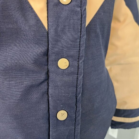 Vintage Down Jacket Blue and Tan Chevron Women's Size Small - Picture 8 of 14